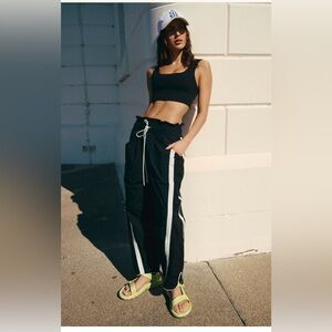 Free People Movement Champ pant Black Track Pants with White Side Stripe